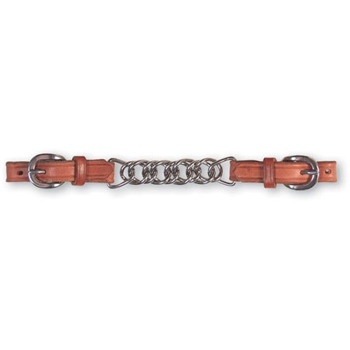 Curb Strap Herman Oak Leather with Flat Stainless Steel Chain
