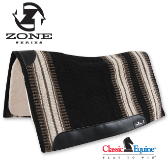 Classic Equine Wool Top Saddle Pad – 3/4-inch Orthopedic Felt, 32x34 Inches, Coffee-Red Color