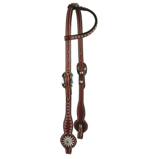 Schutz Brothers Painted Swell Cheek Headstall with Brushed Stainless Steel Spur Rowels and Turned Ear